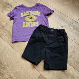 2t Boys baltimore Ravens tee And Shorts